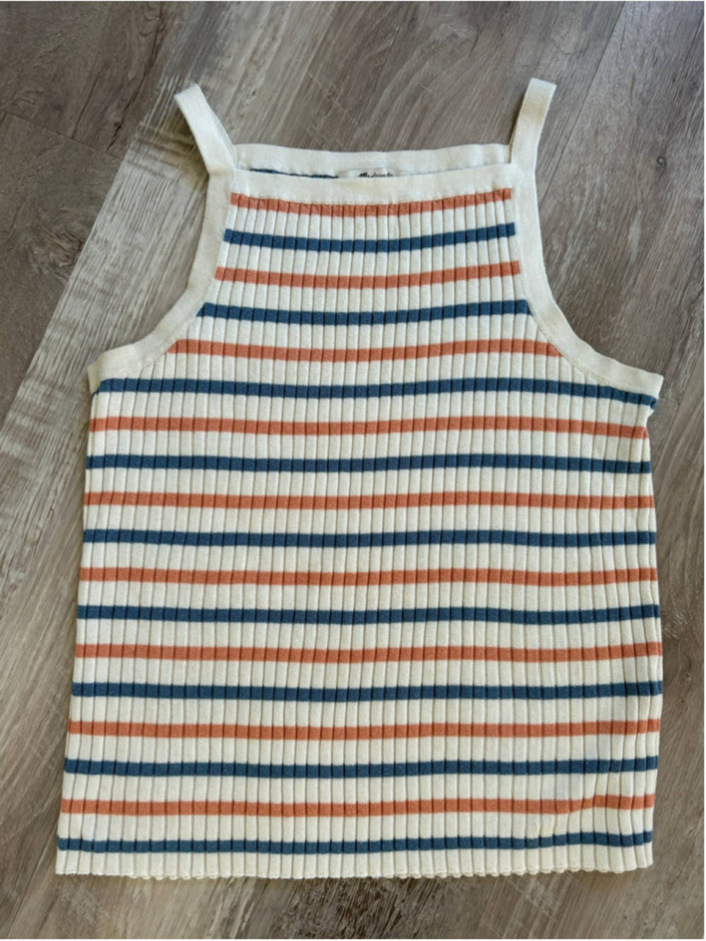 Madewell Striped Apron Sweater Tank Top Ribbed Knit Cotton Hemp Size M